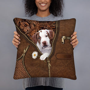 Pitbull 4 Holding Daisy Pillow Case