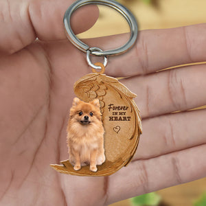 Pomeranian In My Heart Flat Acrylic Keychain