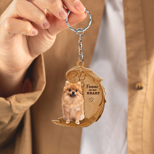 Pomeranian In My Heart Flat Acrylic Keychain