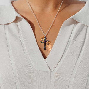 Pomeranian Pray For God Stainless Steel Necklace