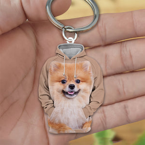 Pomeranian 3D Graphic Hoodie Acrylic Keychain