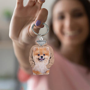 Pomeranian 3D Graphic Hoodie Acrylic Keychain