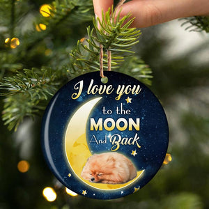 Pomeranian I Love You To The Moon And Back Porcelain/Ceramic Ornament