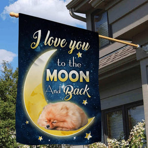 Pomeranian I Love You To The Moon And Back Garden Flag