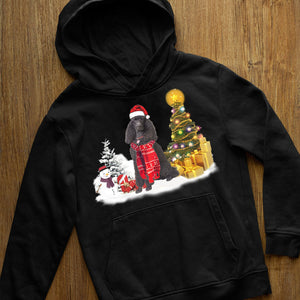 Unisex Merry Christmas Black poodle Hoodie