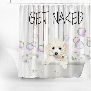 Poodle 02 Get Naked Daisy Shower Curtain