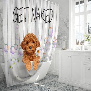Poodle06 Get Naked Daisy Shower Curtain