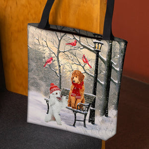 Poodle Hello Christmas/Winter/New Year Tote Bag