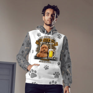 Happiness Is An Old Man With A Beer And A Poodle Hoodie