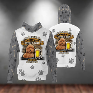 Happiness Is An Old Man With A Beer And A Poodle Hoodie