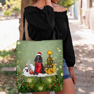 Black Poodle Merry Christmas Tote Bag