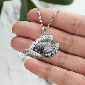 Poodle Sleeping Angel Necklace