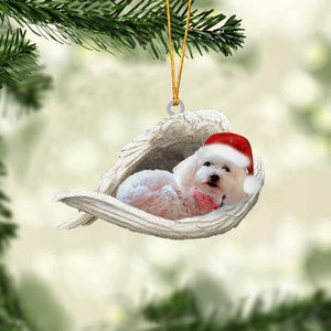 Poodle(White) Sleeping Angel Christmas Ornament