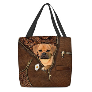 Puggle1 Holding Daisy Tote Bag