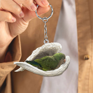 Quacker Parrot Sleeping Angel Acrylic Keychain