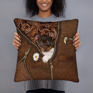 Rat Terrier Holding Daisy Pillow Case
