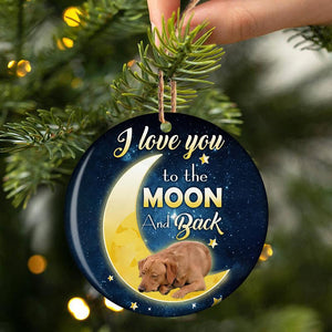 Red Labrador Retriever I Love You To The Moon And Back Porcelain/Ceramic Ornament
