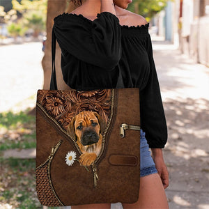 Rhodesian Ridgeback Holding Daisy Tote Bag