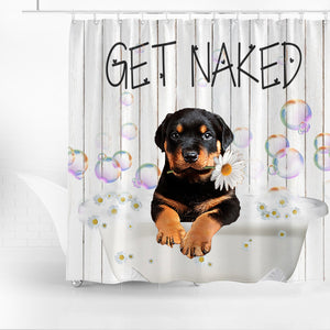 Rottweiler Get Naked Daisy Shower Curtain