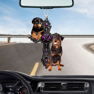 Rottweiler01 Pray For God Car Hanging Ornament