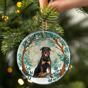 Rottweiler Among Forest Porcelain/Ceramic Ornament