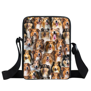 A Bunch Of Rough Collies Oxford Cloth Zipped Messenger Bag