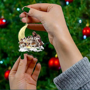 Jesus Surrounded By Saint Bernards On The Moon Ornament