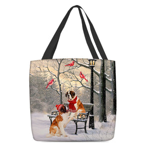 Saint Bernard Hello Christmas/Winter/New Year Tote Bag