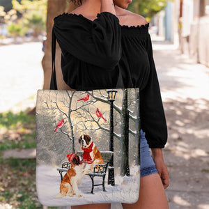Saint Bernard Hello Christmas/Winter/New Year Tote Bag