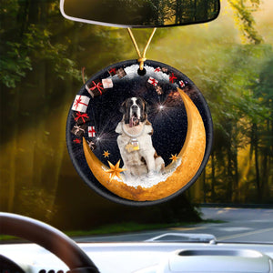 Saint Bernard Fashion Moon Car Hanging Ceramic Ornament