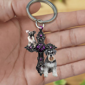 Schnauzer Pray For God Acrylic Keychain