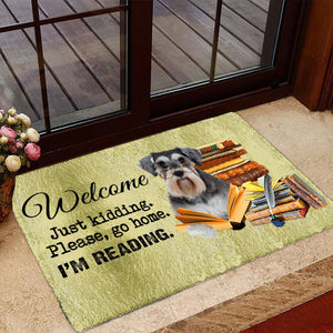 Schnauzer Doormat-Welcome.Just kidding. Please, go home. I'm Reading.