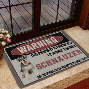 THIS PROPERTY IS PROTECTED BY HIGHLY TRAINED Schnauzer Doormat