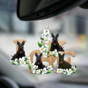 Scottish Terrier Love Flowers Dog Lover Car Hanging Ornament