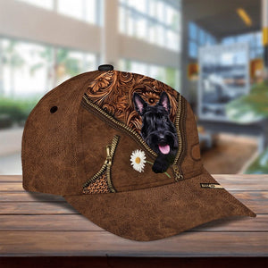 Scottish Terrier Holding Daisy Unisex Cap