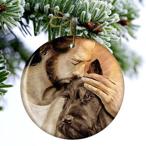 Scottish Terrier With Jesus Porcelain/Ceramic Ornament