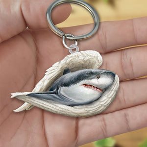 Shark Sleeping Angel Acrylic Keychain