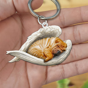 Shar pei Sleeping Angel Acrylic Keychain