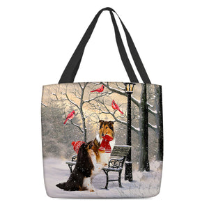 Sheltie Hello Christmas/Winter/New Year Tote Bag
