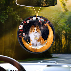Shetland-Sheepdog Fashion Moon Car Hanging Ceramic Ornament
