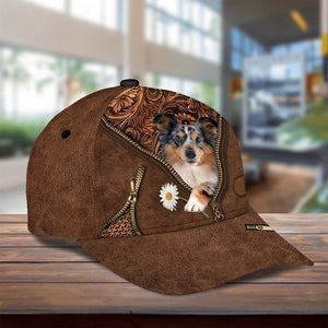 Shetland Sheepdog Holding Daisy Unisex Cap