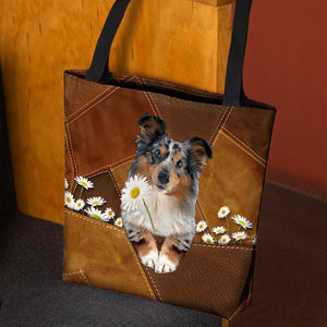 Shetland Sheepdog1 Holding Daisy All Over Printed Tote Bag