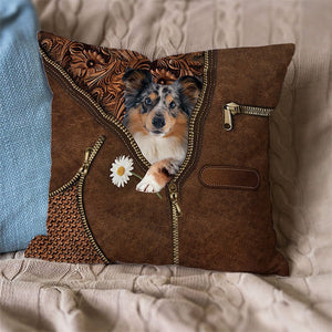 Shetland Sheepdog Holding Daisy Pillow Case