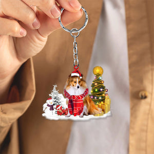 Shetland Sheepdog Early Merry Christma Acrylic Keychain