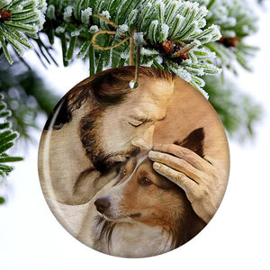 Shetland Sheepdog With Jesus Porcelain/Ceramic Ornament