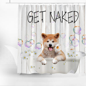 Shiba Inu Get Naked Daisy Shower Curtain