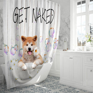 Shiba Inu Get Naked Daisy Shower Curtain