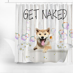 Shiba Inu06 Get Naked Daisy Shower Curtain