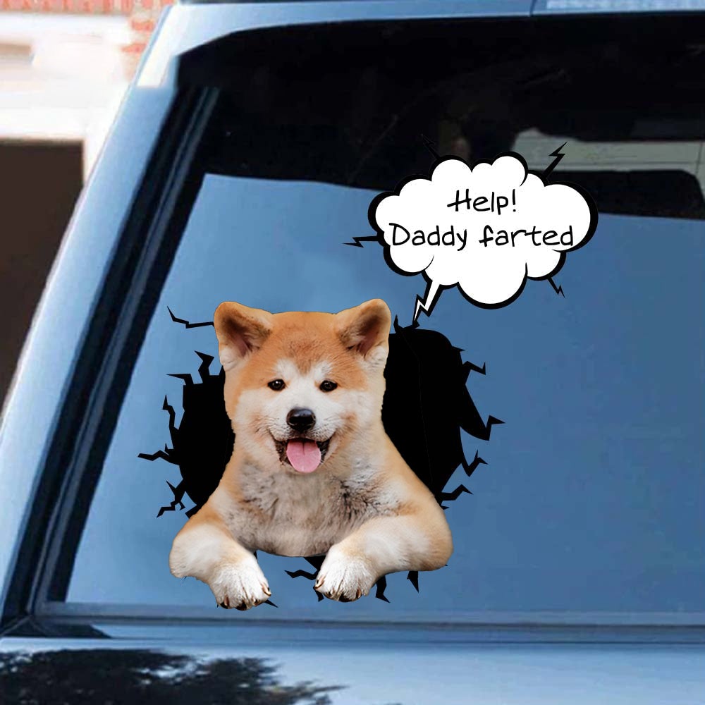 Help! Daddy Farted Shiba Inu Car/ Door/ Fridge/ Laptop Sticker