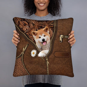 Shiba Inu 2 Holding Daisy Pillow Case